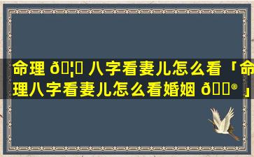 命理 🦉 八字看妻儿怎么看「命理八字看妻儿怎么看婚姻 💮 」